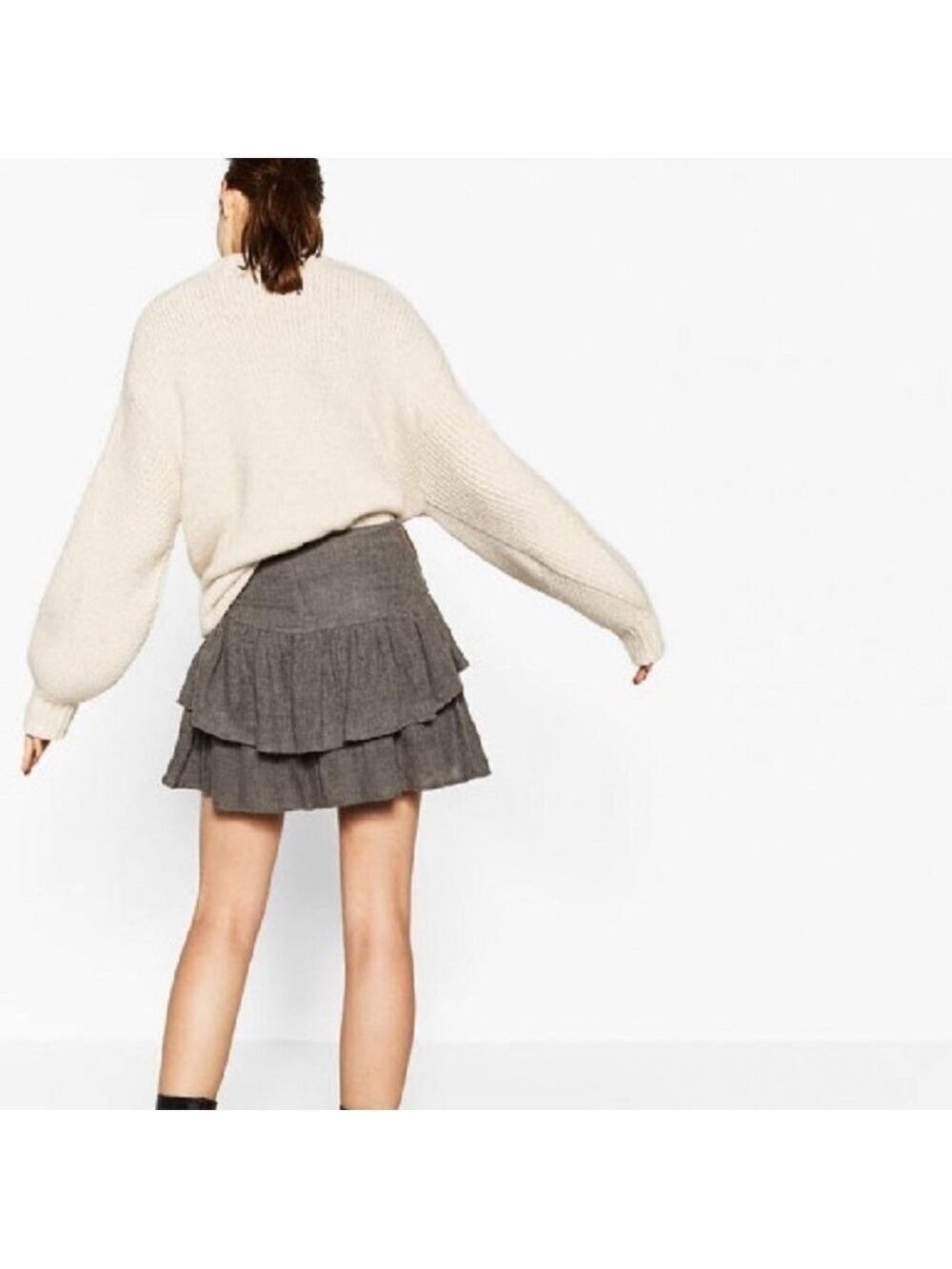 ZARA Embroidered Ruffles Skirt - Picture 4 of 14